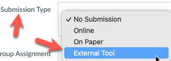 Change Submittion Type to External